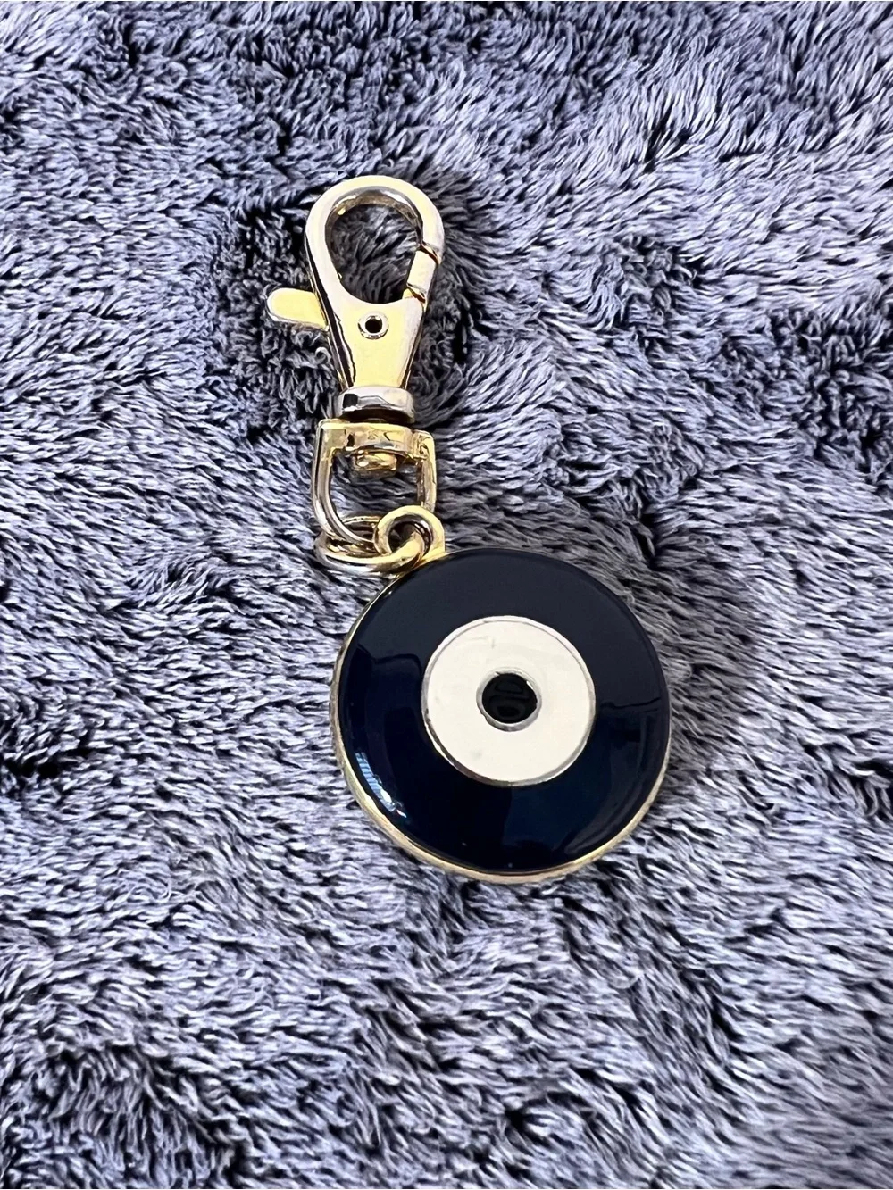Blue Enamel Evil Eye Charm Keychain
